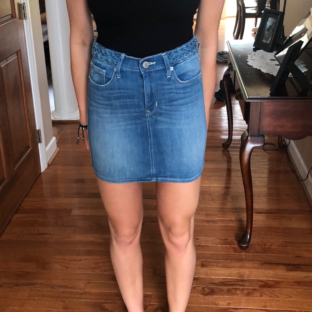 Jean skirt with braided detail